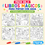 PACK DE 3 LIBROS MÁGICOS PARA PINTAR CON AGUA