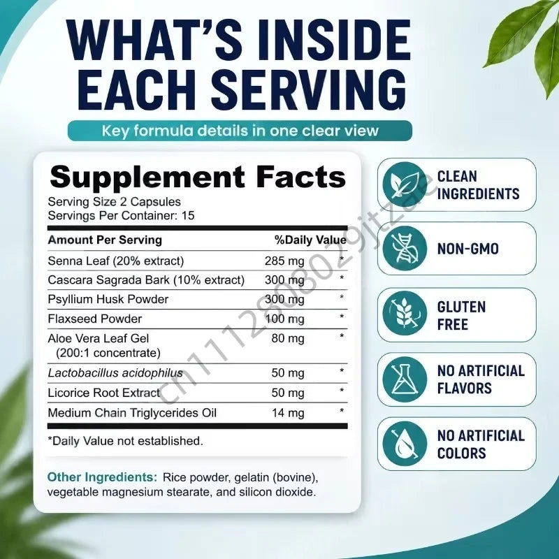 Cápsulas de Soporte Intestinal con Sen y Psyllium